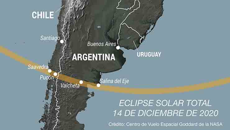 El eclipse de sol será visible en una pequeña franja de 90 kilómetros de ancho (NASA).